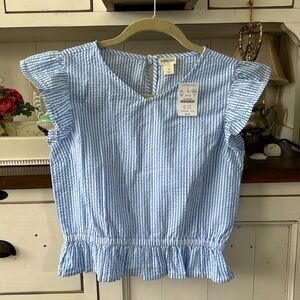 J. Crew Crewcuts Girls Seersucker Top NWT